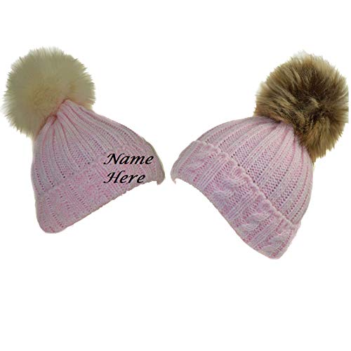 Teeny Buddens Baby Girls Embroidered Personalised Single Bobble Pompom Hat Newborn 12 Months Brown Bobble Amazon Co Uk Clothing