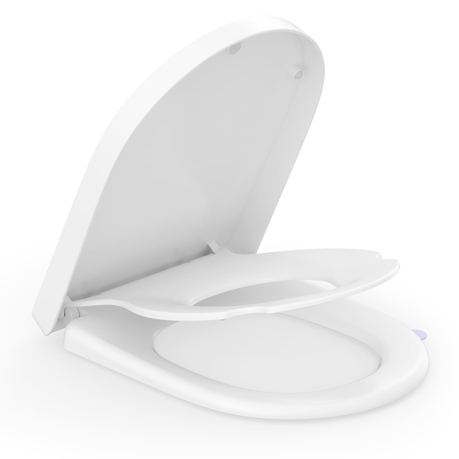 Srewohs Pro White Toilet Lid With Child Seat D Shape, Plastic Toilet Seat With Soft-Close Mechanism For Family, Toilet Lid, Easy Assembly And Quick Release, (White)