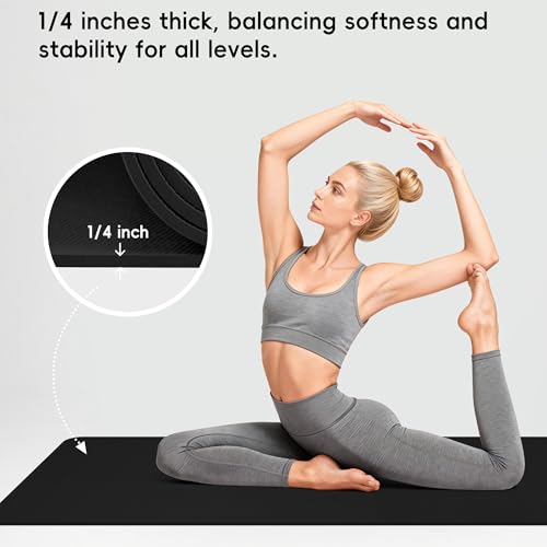 Extra Wide Yoga Mat 72"x 32" - Non Slip TPE Exercise Mat for Home Workout, 6mm High-Density Large Yoga Mat for Men & Women, Eco Friendly Pilates & Fitness Floor Mat with Carry Strap - Image 5