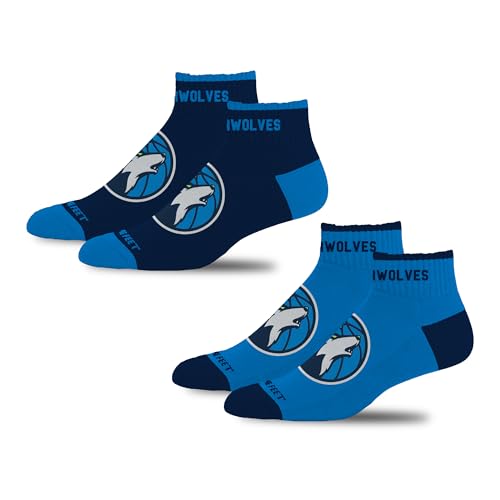 For Bare Feet NBA MINNESOTA TIMBERWOLVES Front and Center 2 Pack Team Colors Large