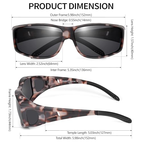 Image of URUMQI Polarized Sunglasses Fit Over Glasses for Men Women, Wraparound Sun Glasses UV400 Protection for Driving Fishing
