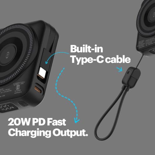 Image of Stuffcool Omni Go 3-in-1 10000mAh Smallest Magnetic Wireless Powerbank with Built-in Type-C Cable, Charges iPhone, AirPods & Apple Watch, 15W Wireless & 20W PD, Digital Display