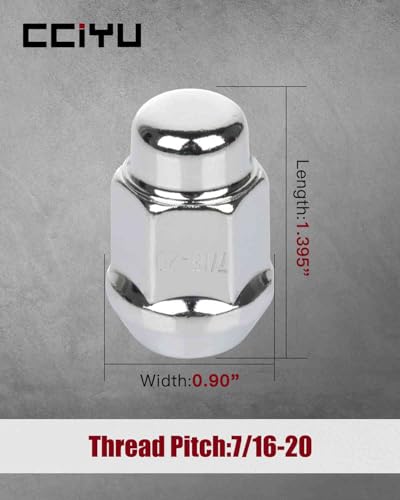 Image of cciyu 20PCS Wheel Lug Nuts 7 /16 inch-20 Close End Lug Nuts 1.395 inch(35.4mm) length Chrome Wheel Nuts Set Fit for 1977-1990 for Chevy Caprice | 1957-1982 for Chevy Corvette