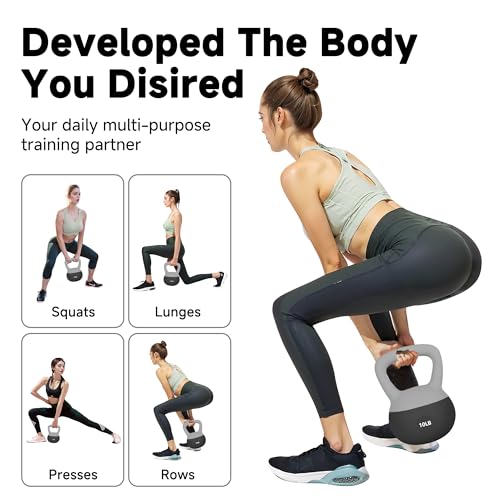 Image of Leikefitness Soft Kettlebells,Steel Shot Filled Weights for Women and Men,Color Coded Anti Slip Soft Kettlebells,Home workout Kettlebell (Black, 15LB)