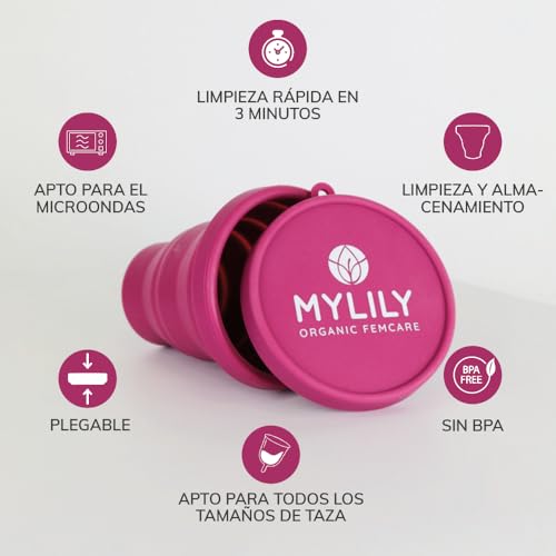 MYLILY® Copas menstruales Case | Esterilizador copa menstrual microondas | Plegable | Esterilizador para almacenamiento y limpieza | 200 ml de capacidad (Berry) - imagen 2