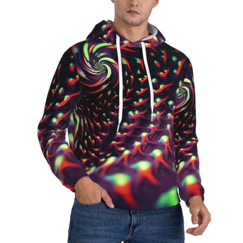 Men's Fleece Pullover Hoodie Long Sleeve Hooded Fantasy Sci-Fi Dizziness Sweatshirt Casual Shirts With Pockets 3X-Large Black
