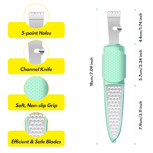 Image of Rainspire Lemon Zester Tool with Channel Knife, Stainless Steel Citrus Zester Tool, Lemon Peeler, Zesters for Kitchen, Ultra Sharp 2-in-1 Tool Easily Creates Citrus Zest, Mint Green