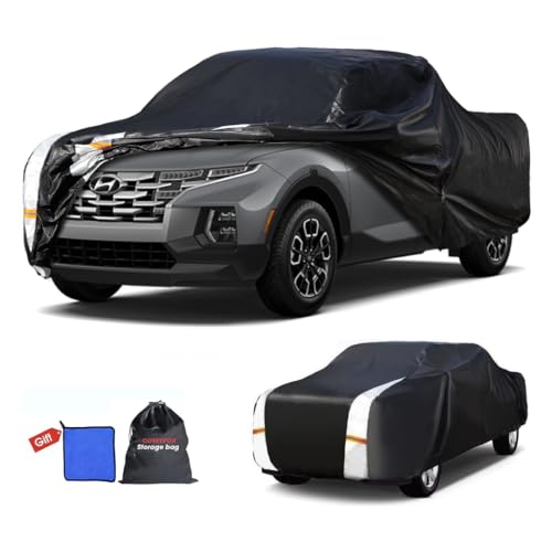 Image of Hyundai Santa Cruz Truck Cover Custom Fit 2021-2026 Crew Cab Short Bed(4.3') with Door Zipper, 10 Layers Outdoor Heavy Pickup Truck Cover Waterproof All Weather, Wind Dust Sun Protector.