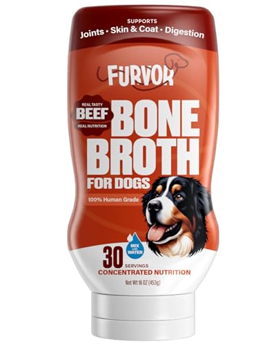 Image of Beef Bone Broth Concentrate for Dogs - Collagen Protein Supplement - Digestion, Mobility, Coat, Immune System, Joints - Healthy Dog Food Gravy Topper - Human Grade, Made in USA (16 oz, 30 Servings)