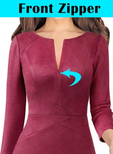 Image of VFSHOW Womens Work Business Office Zipper Up Slim Bodycon Sheath Dress