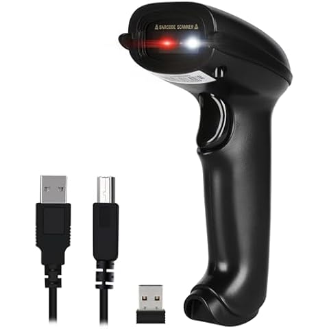 WoneNice Wireless 1D 2D Barcode Scanner, Handheld QR Code Scanner CMOS Image Bar Code Reader for Computer POS, Supports Automatic Screen Scaning, Black Cover