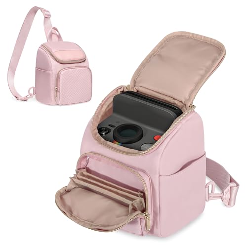 Prokva Camera Sling Bag Compatible with Polaroid Now 3rd/2nd Gen Flip Now+ Go Gen 2 Instant Film Camera Crossbody Carrying Case with Adjustable Strap Pink