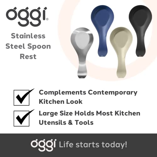 Oggi 7048.3 Stainless Steel Spoon Rest- Long Handle Holds Kitchen Utensils In Place thumb #6