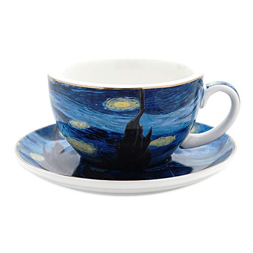Comparison: Best Cups For Latte Art 11 Coffeezone Vincent Van Gogh Art The Starry Night Porcelain Latte Art Coffee Cup Saucer (Latte 10 oz)