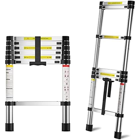 MGENLONG 6.6 FT Extension Ladders, Lightweight Collapsible Ladders, Aluminum Telescoping Ladders for Home, Folding Telescoping Ladder for RV, Attic, Daily Use at Home, Capacity 330 lbs… Cover