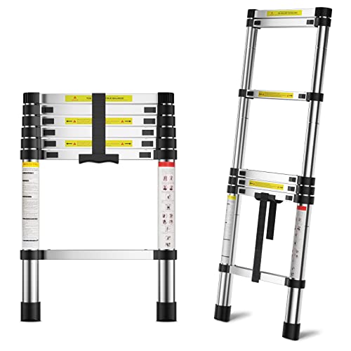 MGENLONG 6.6 FT Extension Ladders, Lightweight Collapsible Ladders, Aluminum Telescoping Ladders for Home, Folding Telescoping Ladder for RV, Attic, Daily Use at Home, Capacity 330 lbs…