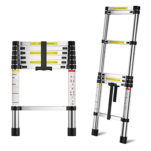 MGENLONG 6.6 FT Extension Ladders, Lightweight Collapsible Ladders, Aluminum Telescoping Ladders for Home, Folding Telescoping Ladder for RV, Attic, Daily Use at Home, Capacity 330 lbs…