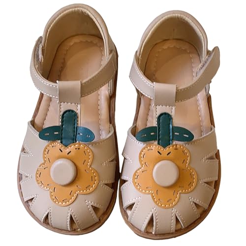 Image of WUIWUIYU Toddlers Little Girls T-Strap Hook&Loop Dress Strawberry Summer Shoes Closed Toe Carrot Sandals