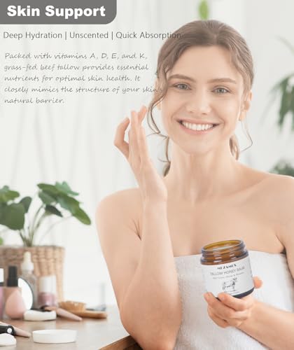 image for MUZAMOX Beef Tallow for Skin (4 OZ), Whipped Beef Tallow and Honey Bal