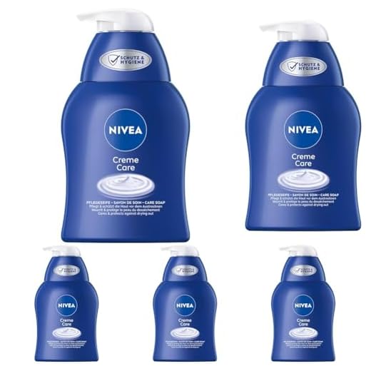 NIVEA Creme Care Pflegeseife (250 ml), milde Handseife mit original NIVEA Duft für sanfte Reinigung, Flüssigseife pflegt und verwöhnt die Haut mit extra cremig-zartem Schaum (Packung mit 5)