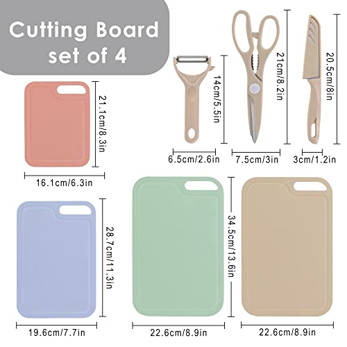 Arquiel Plastic Cutting Boards For Kitchen, 7 Pcs Multiple Size Cutting Boards With Fruits Vegetable Peeler Scissors Knife Set, Camping Kitchen Apartment Essentials #TOP1