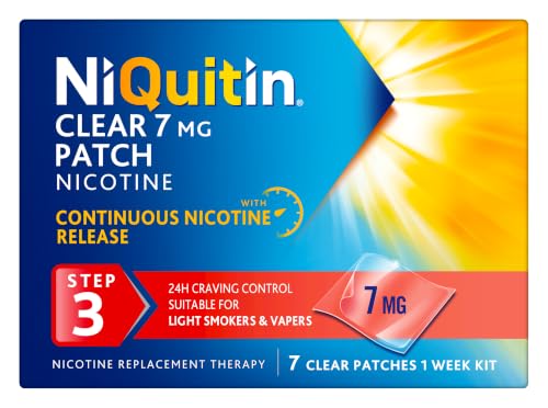 NiQuitin Clear Nicotine Patches Step 3 7mg, Pack of 7 (1 Week)