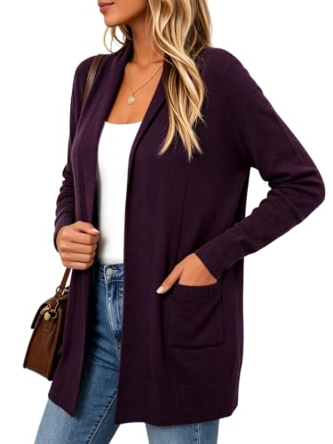 Image of Spicy Sandia Women's Basic Open Front Long Cardigan Sweaters with Pockets | Capsule Wardrobe Essentials, Early Fall 2026 Trendy