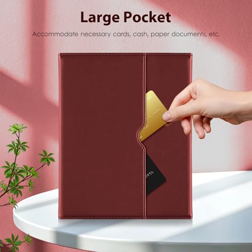 Image of DTTO for iPad 11th (A16) / 10th Generation Case with Keyboard (2025 /2022), 7 Colors Backlit Wireless Detachable Keyboard Leather Folio Cover with Pencil Holder & Pocket, Burgundy Red