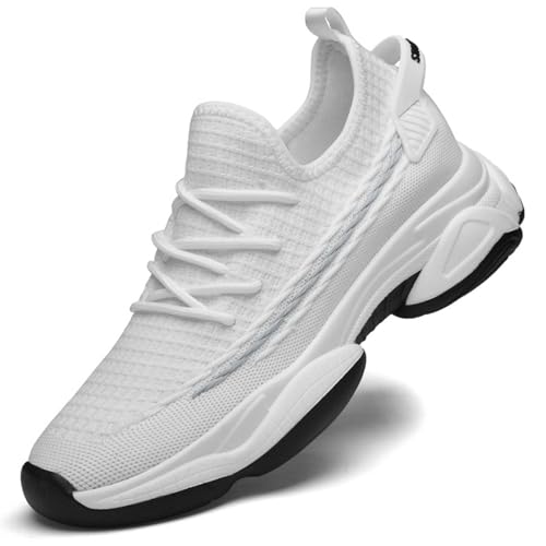 Generisch Zapatos de hombre Tejido de malla Interior Aumentar Zapatos Deportivos Casual Transpirable Running Zapatos Hombres Compatible con Zapatos de Motocicleta, gris, 42 EU