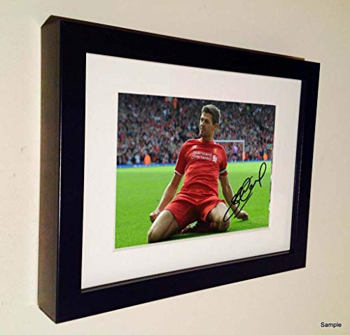 Signed Black Soccer Kop Celebration Signed Steven Gerrard Liverpool FC Autographed Photo Photograph Football Picture Frame Gift