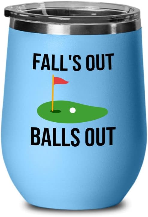 Vaso de vino azul de golf de 12 onzas  Fll's Out Ball Out  Campo de golf Par Match Play Birdie Putt Golf Club Outoor Game Caddy