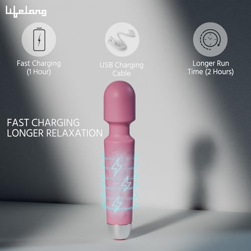 Image of Lifelong Massager Machine for Women -Rechargeable Wireless Mini Body Massager with 20 Vibration Modes,Fast Charging, 8 Speeds and Water Resistant-Massager Machine for Full Body