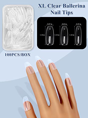 100Pcs Replacement Nail Tips For Practice Hand, Clear Refill Acrylic Fake Nail Tips For Silicone Nail Hand Practice, Nail Pieces Never Fall Off Finger Never Break For Diy Nail Art Salon Practice #TOP2