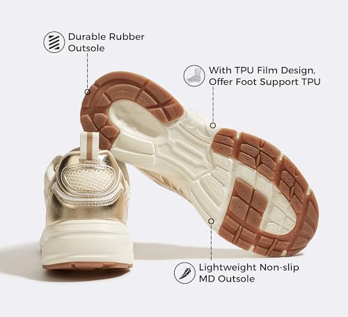 LUCKY STEP Women's Mesh Casual Fashion Sneakers Lace Up Lightweight Running Shoes Non Slip Breathable Chunky Shoes4