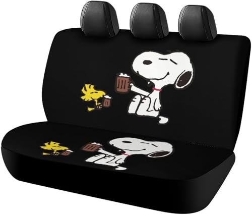 スヌーピー (20) カーシートカバー 車シートカバー 後部座席用 シート保護 おしゃれ カー用品 軽/普通車 汎用 後席クッションカバー 四季通用