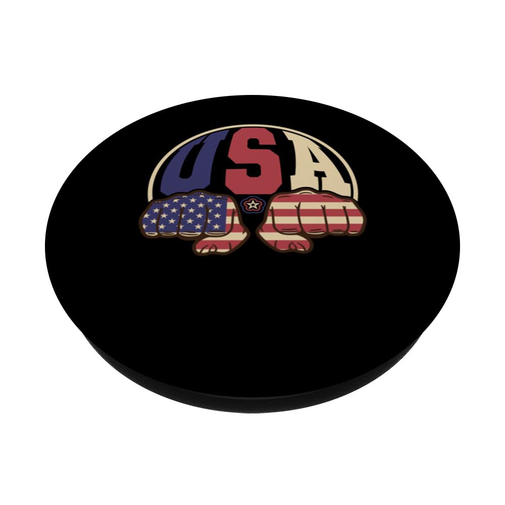 USA Flag Patriotic American July 4th Independence Americans PopSockets Swappable PopGrip, Black - Image 2