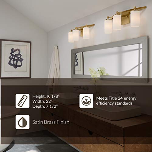 Image of Generation Lighting 4424603-848 Alturas Three - Light Wall /Bath Vanity Style Fixture, Satin Brass, 100 Total Watts, 9.125 Inch Height, 22 Inch Wide, Steel Construction