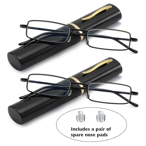 Image of Blue Light Blocking Reading Glasses - Slim Pocket Readers with Pen Clip Case Mini Lightweight Readers
