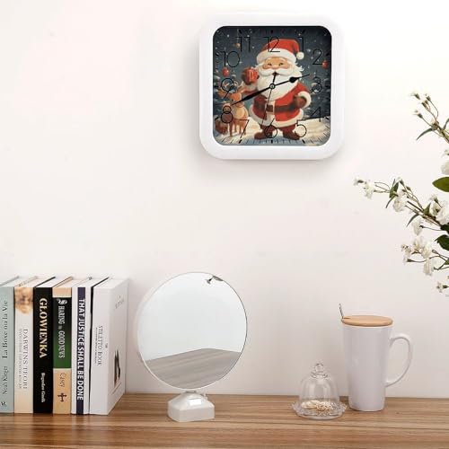 Horloge murale vintage Père Noël au design carré soigné - 5