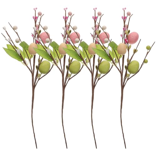 PRETYZOOM 4pcs Egg Berry Cuttings Easter Arrangements Eggs Twig Picks Wreath Making Stems Light House Decorations for Home Egg Branches Egg Stem Party Supplies Iron Wire Western Style