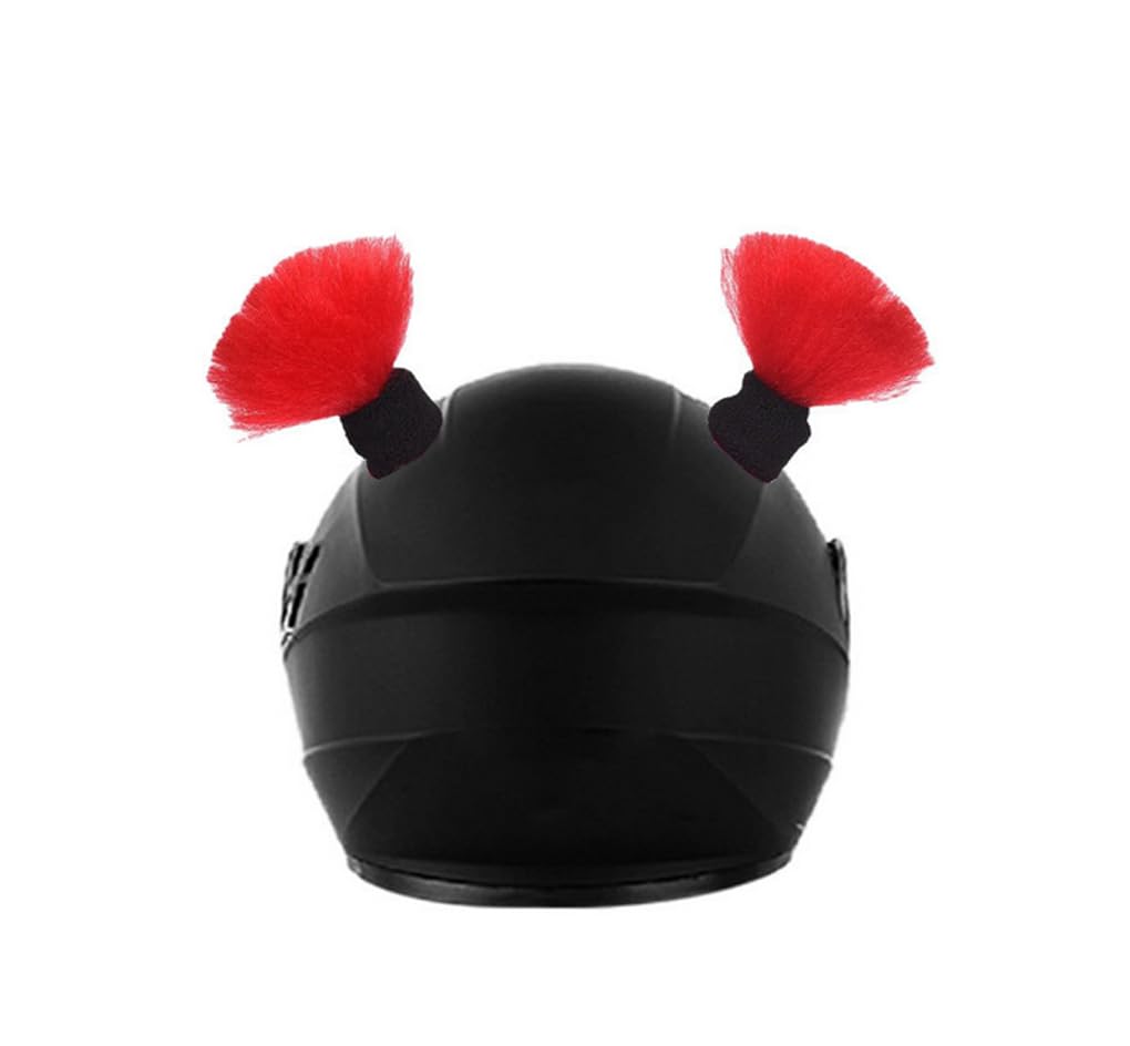 Motorcycle Helmet Pigtails for Cycling Double Ponytail Hair Accessory Universal Fit Helmet Wig Decoration for Biker, Scooter (Red)