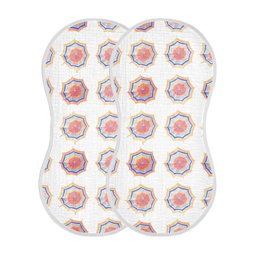 xigua Colorful Beach Umbrellas Muslin Baby Burp Cloths Set of 2, Super Soft & Absorbent Burping Rags, Cotton Burp Clothes Shower Gift for Newborn, Baby Girls and Boys2