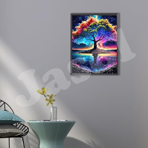 Image of Jasol Diamond Painting Kit, 40x30 Cms, Full Drill, 5D Crystals, Home Wall Decor Gift Set (Blessing Tree M45612)