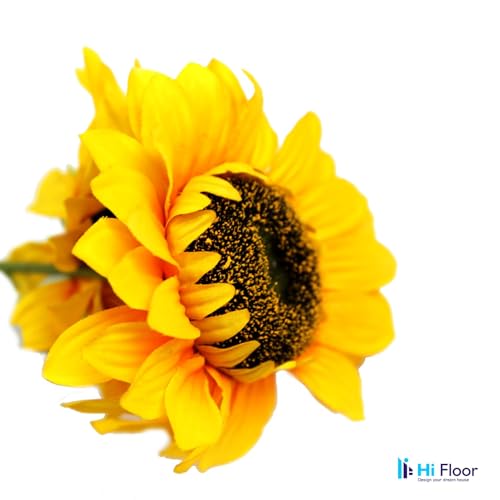 Image of Enhance Your Space with Artificial Leaf Decor Foliage for Stunning Interiors Decorative Items for Home;Office; Room; Living Room; Table; (Without Vase) (Pack of 1, Sunflower 2)