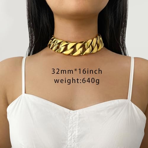 SDA Wide Chunky Gold Chain Necklace - Heavy and Waterproof 316L Surgical Steel with 18K Gold Plating for Modern Men and Women into Hip Hop Fashion4