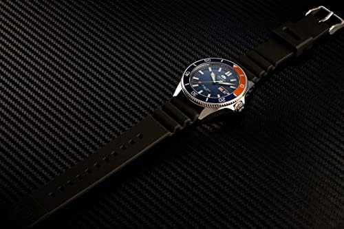 Orient Kano/Big Mako Men's Automatic Manual Winding Mechanical Sports Steel Silicone Wrist Watch - Underwater, Silicone Blue Orange, Strap