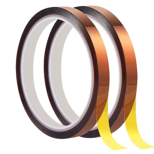 Image of 2 Rolls 10mm X 33m 108ft Heat Resistant High Temperature Resistance Silicone Rubber Heat Transfer Tape for Sublimation Press Vinyl, Electronics, Circuit Board Soldering, No Residue