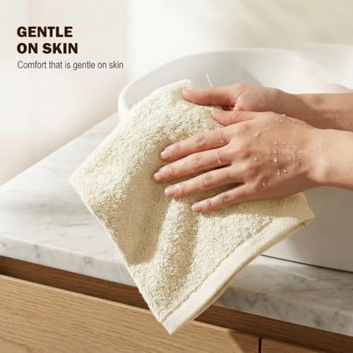Image of Utopia Towels 24 Pack Cotton Washcloths Set - 100% Ring Spun Cotton, Premium Quality Flannel Face Cloths, Highly Absorbent and Soft Feel Fingertip Towels (Ivory)