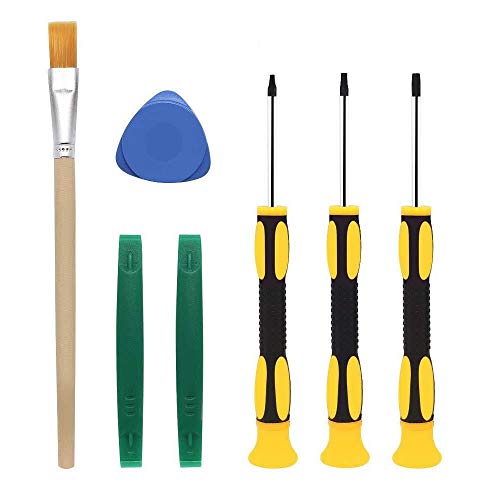 XFentech Lot de 7 Trousse à Outils de réparation de Jeu - Tournevis pour console de jeu Kit d'outils de Réparation Tournevis de sécurité, 7 en 1(Brosse à tête ronde) Cover