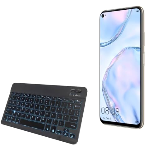BoxWave Keyboard Compatible with Huawei nova 7i - SlimKeys Bluetooth Keyboard - with Backlight, Portable Slim LED 7 Colors - Jet Black